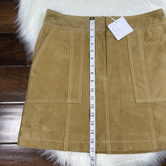 Le' AL.X Women's Size Large Camel Suede Leather Mini Skirt $259 - Picture 3 of 10